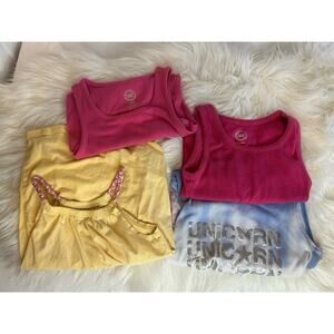 Girl's 6 Bundle 4 Tank Tops GUC Unicorn Pink Yellow Tie Dye